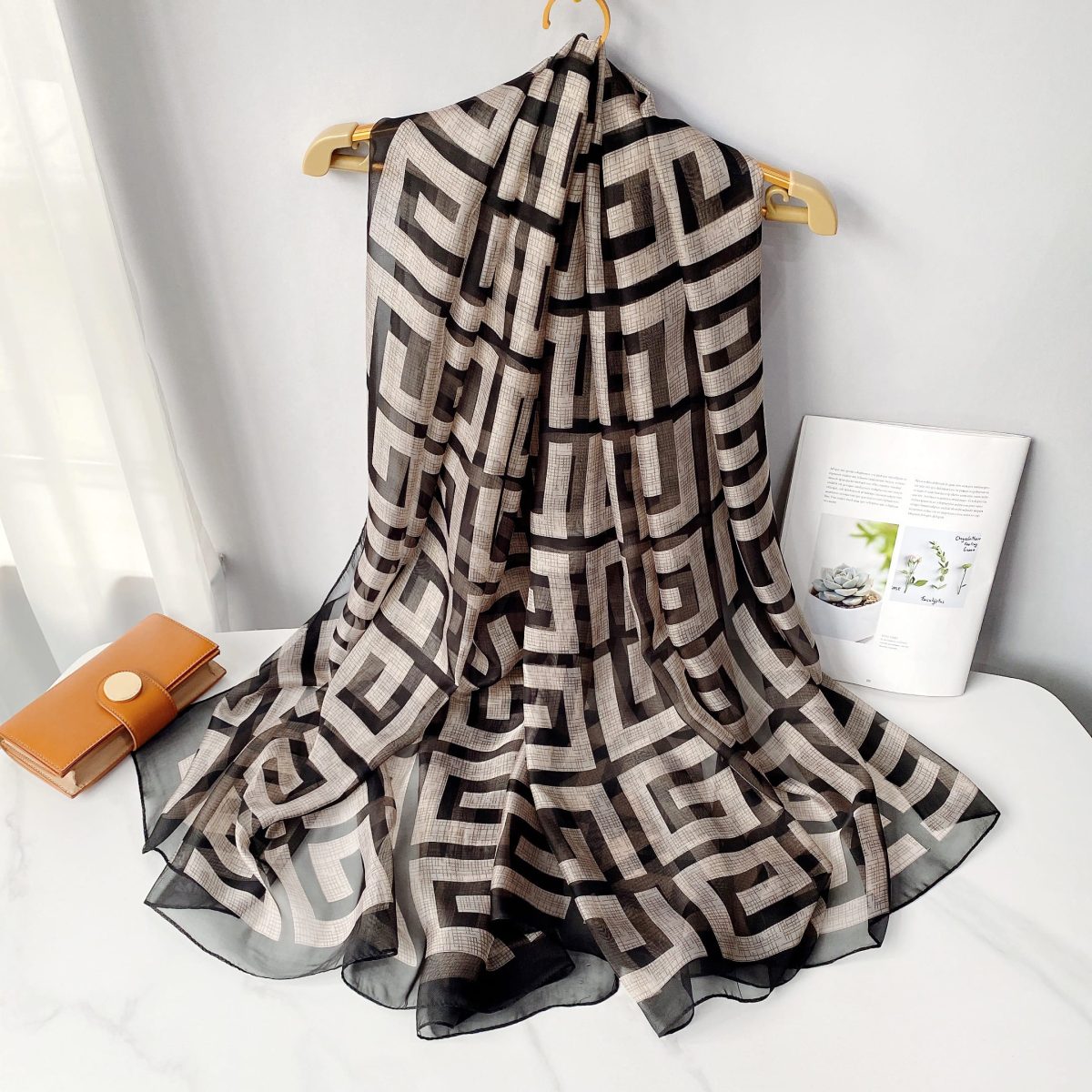 Black Printed Chiffon Scarf – HeadScarf.pk