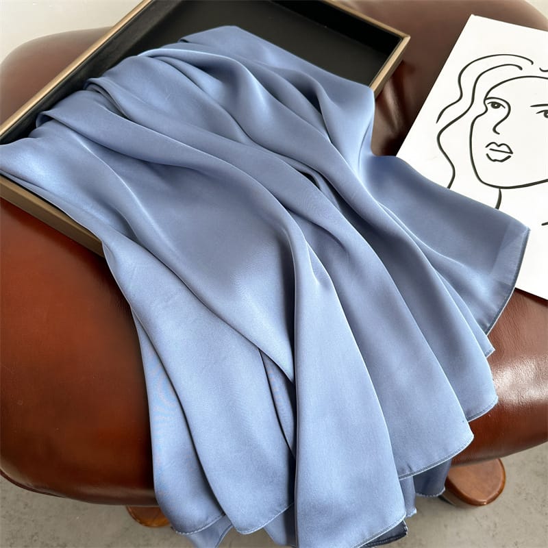 Grey Plain Satin Silk Shawl – view 2