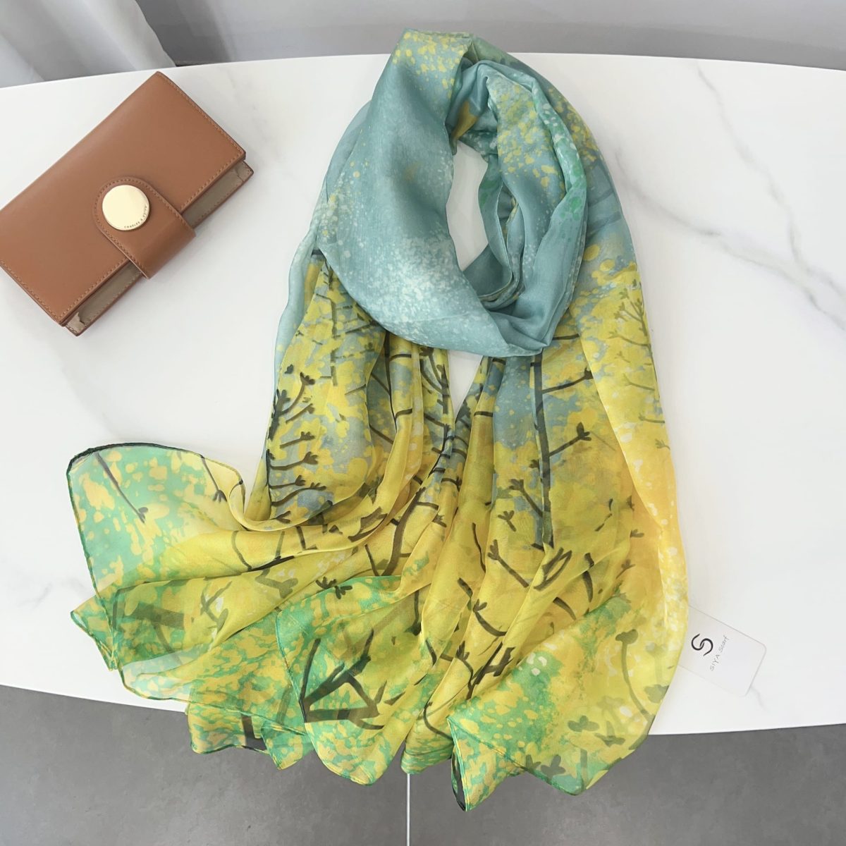 Green Printed Chiffon Scarf – view 2