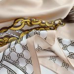 Peach Royal Satin Silk Head Scarf – view 2