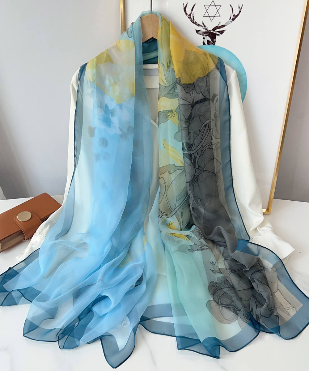 Blue Printed Chiffon Scarf – view 2