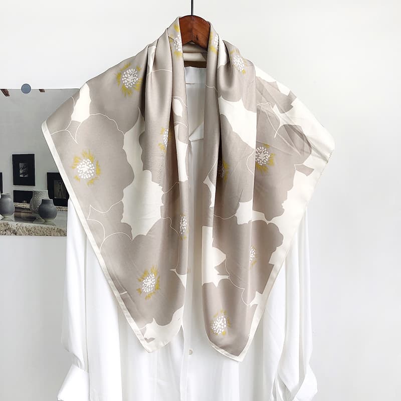 Grey Prime Satin Silk Head Scarf – view 2