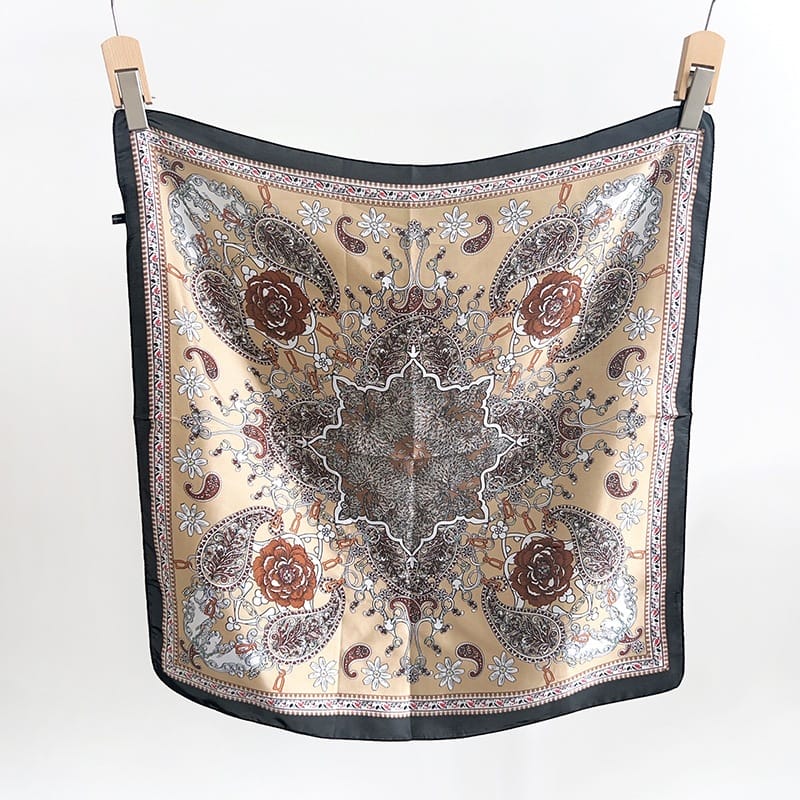 Brown Elegance Satin Silk Neck Scarf 3 – view 2