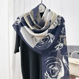 Blue Luxe Printed Cotton Scarf 2 – HeadScarf.pk