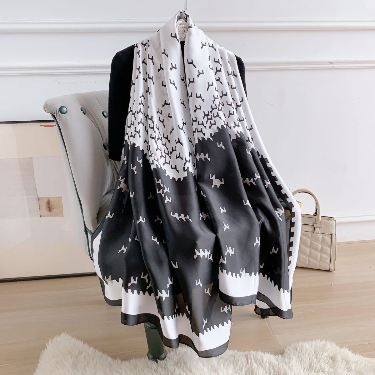 Black Oak Printed Silk Scarf – view 2