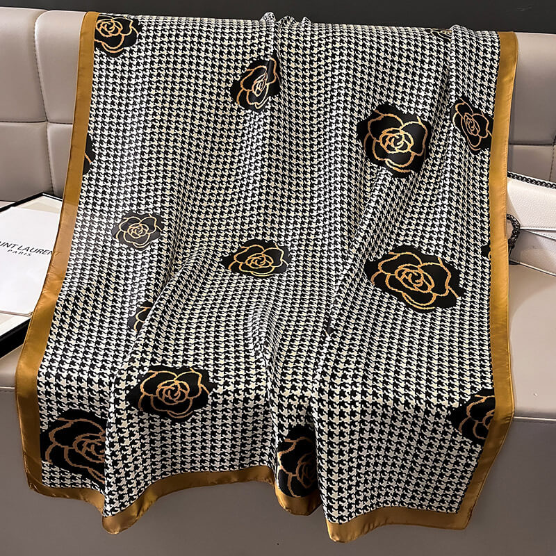 Houndstooth Printed Silk Scarf – view 2