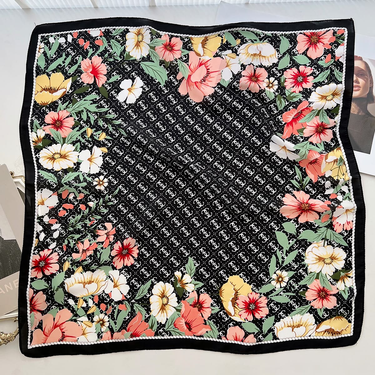 Petaline Satin Silk Neck Scarf – view 2