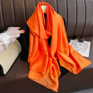 Orange Plain Satin Silk Shawl – HeadScarf.pk