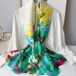 Turquoise Printed Silk Scarf – view 2
