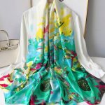 Turquoise Printed Silk Scarf – HeadScarf.pk
