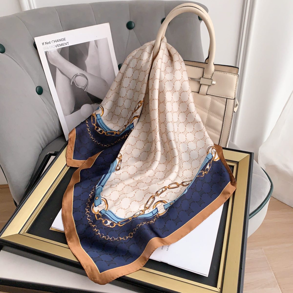 White Satin Silk Neck Scarf – view 2