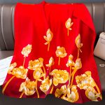 Red Luxe Printed Silk Scarf – view 4