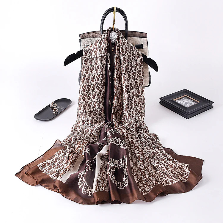 Coffee Royal Printed Silk Scarf – view 2