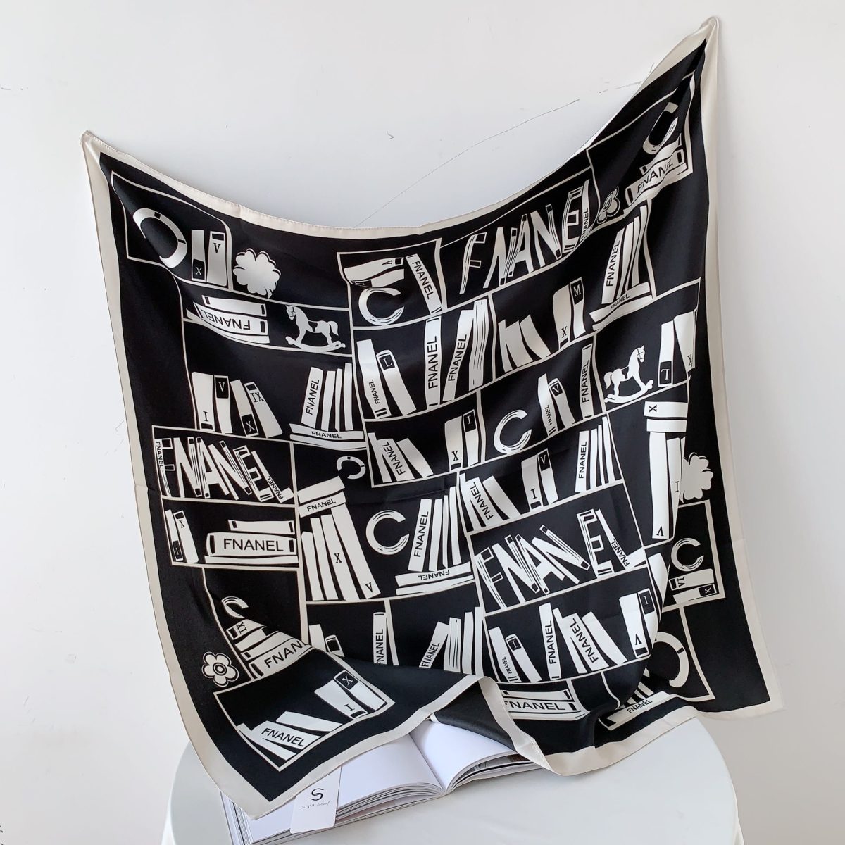 Black Satin Silk Head Scarf – view 2