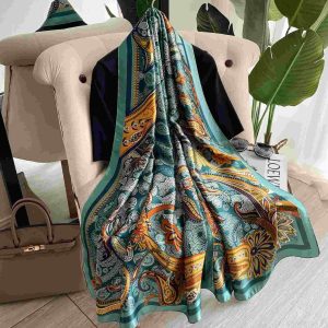 Green Mystique Printed Silk Scarf 2 – HeadScarf.pk