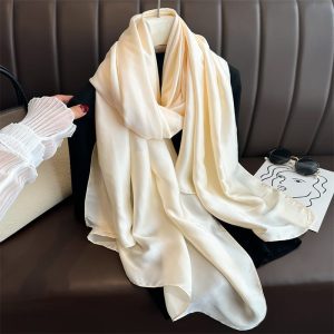 Cream Plain Satin Silk Shawl – HeadScarf.pk