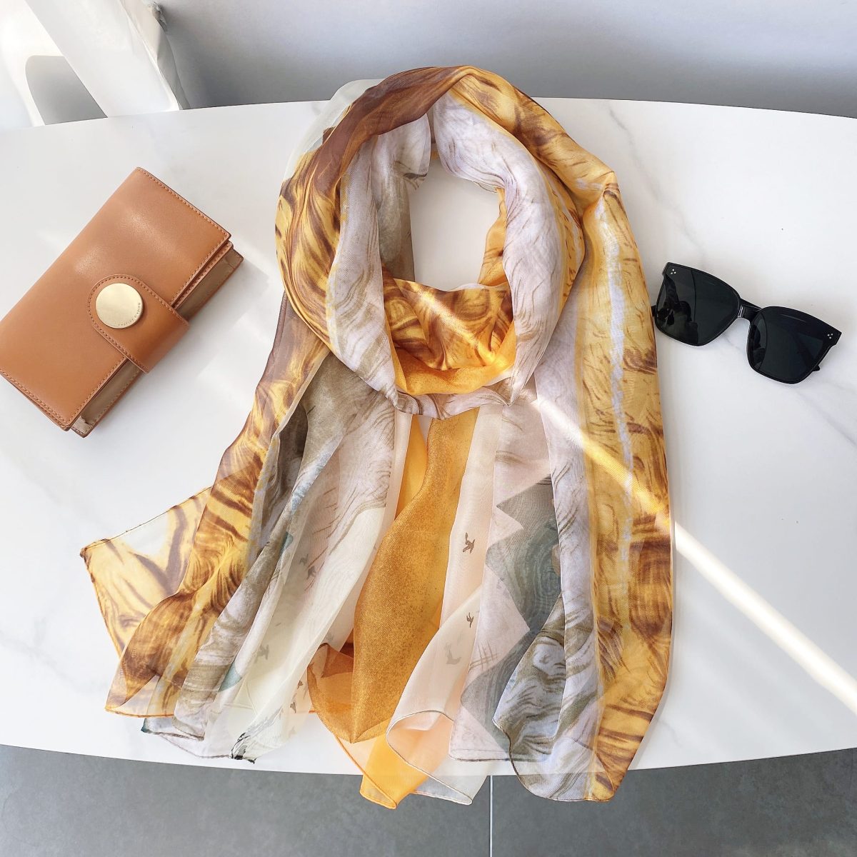 Orange Classic Printed Chiffon Scarf – HeadScarf.pk