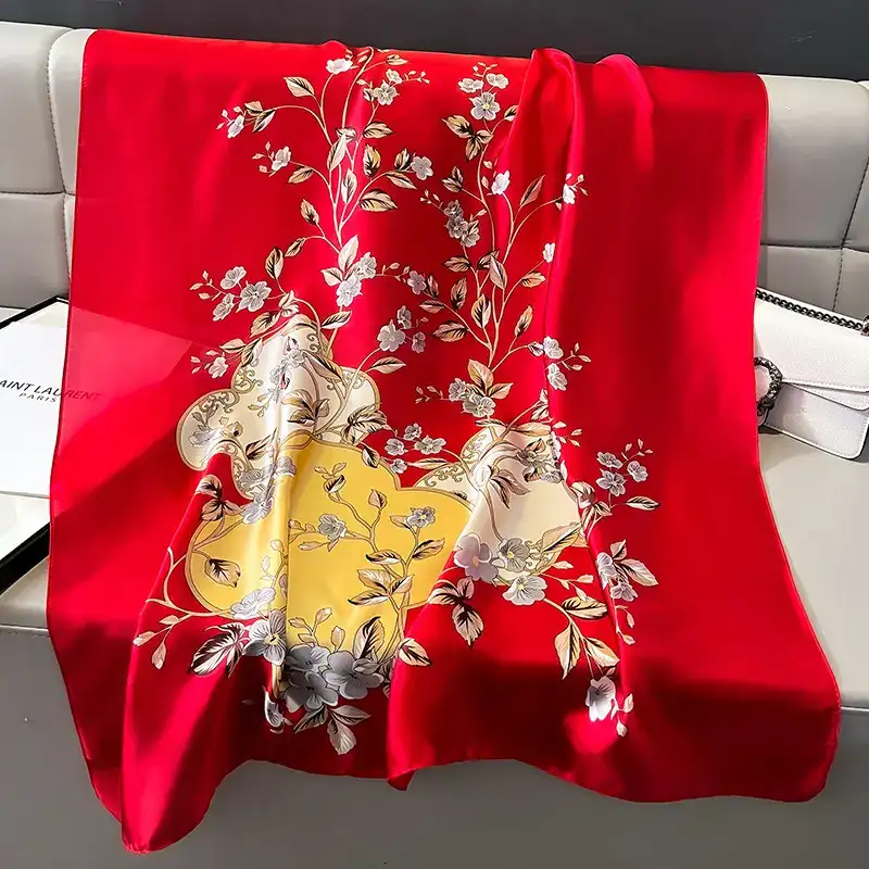 Red Chic Printed Silk Scarf – view 2