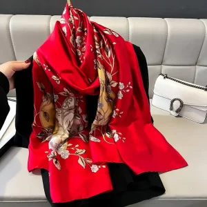 Red Chic Printed Silk Scarf – HeadScarf.pk