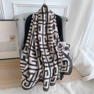 Grey Printed Silk Scarf – HeadScarf.pk