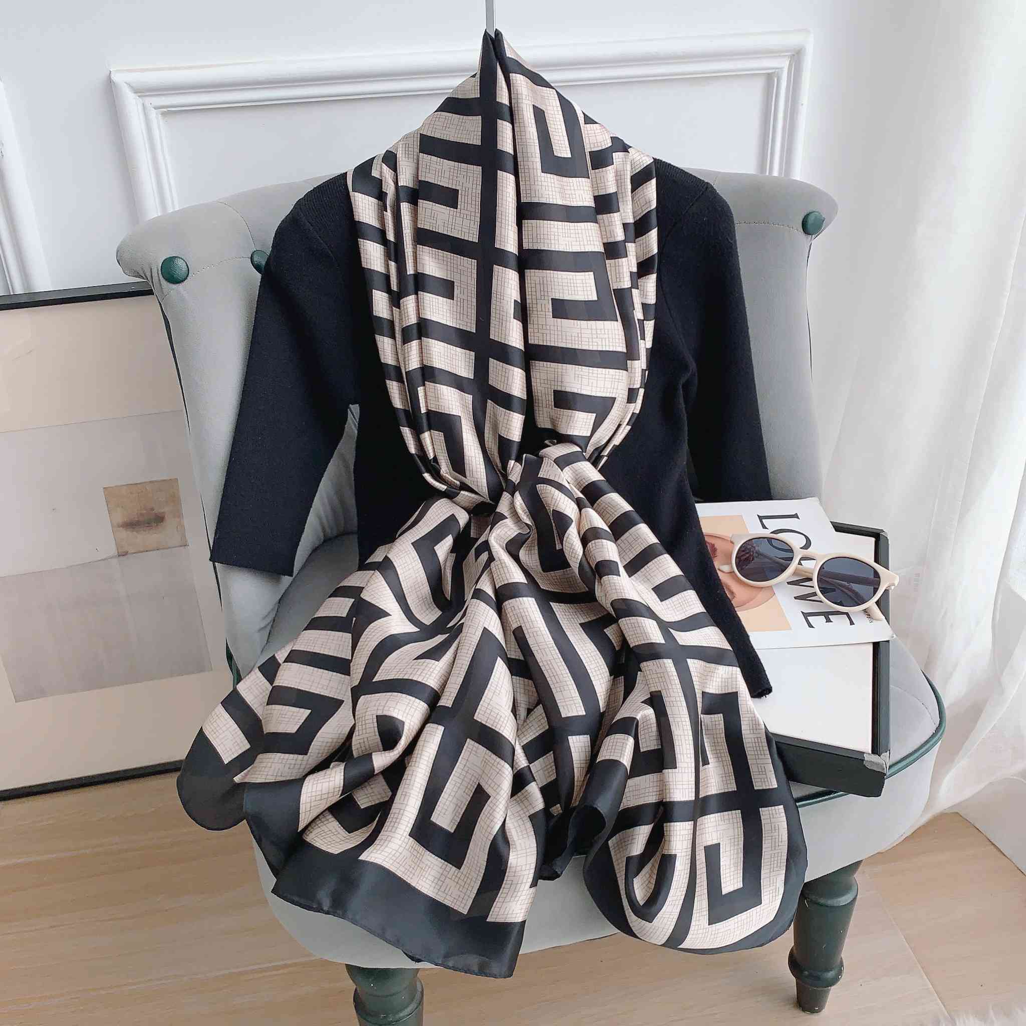 Grey Printed Silk Scarf – view 2