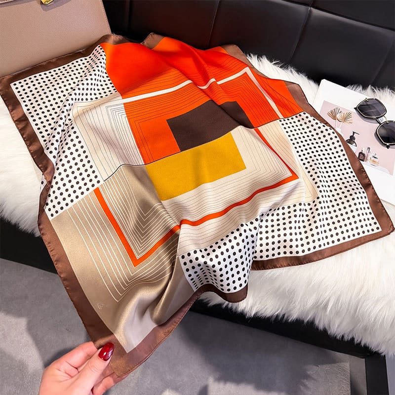 Orange Aura Satin Silk Neck Scarf 2 – view 2