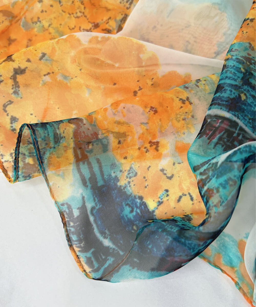 White Printed Chiffon Scarf – view 2