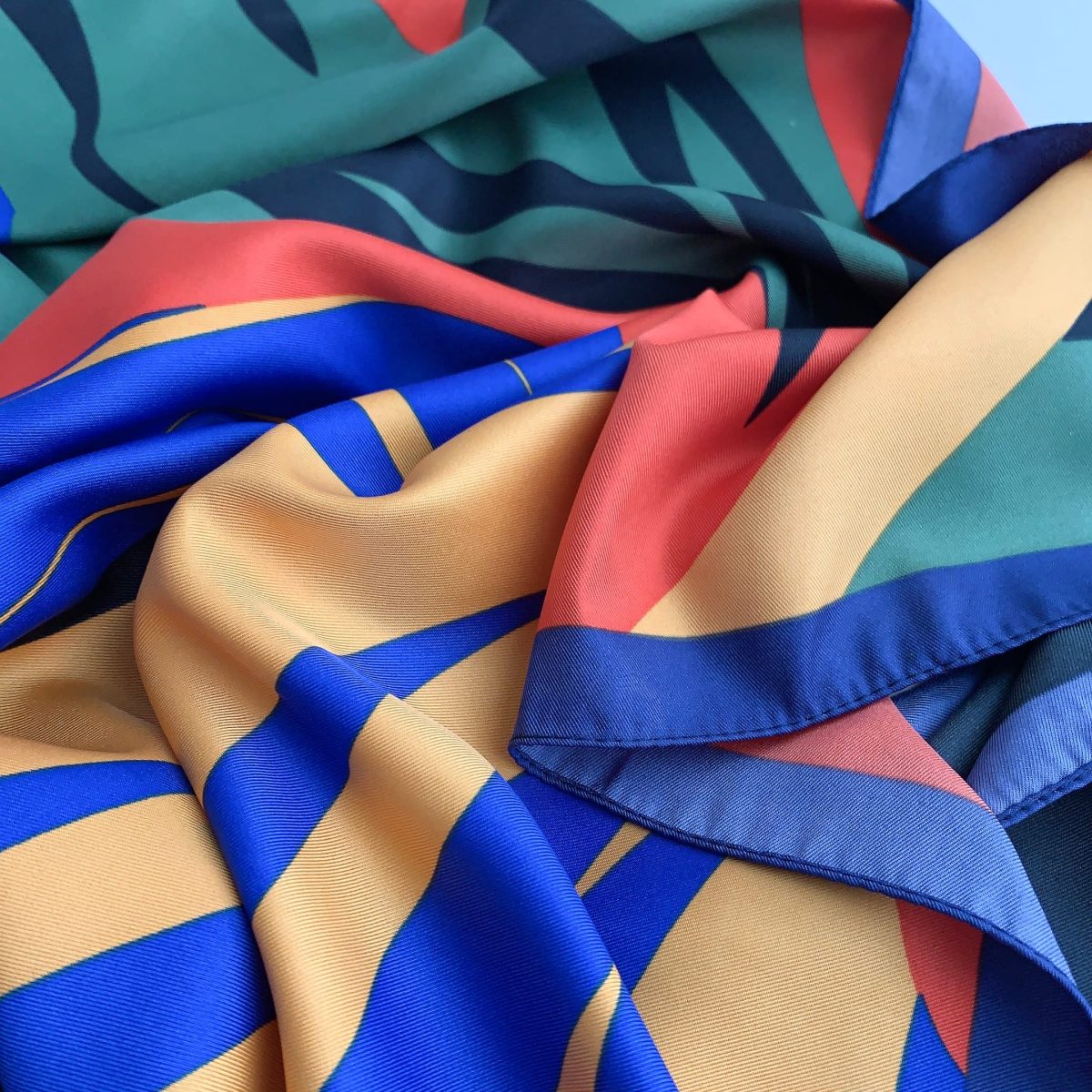 Blue Mystique Satin Silk Head Scarf – view 2