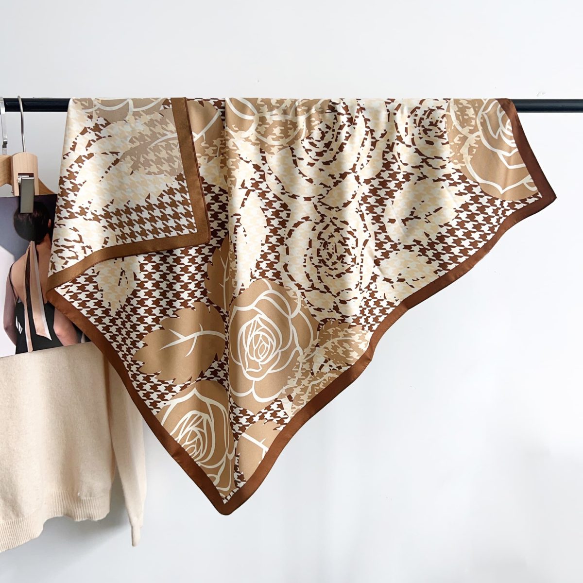 Brown Aura Satin Silk Head Scarf – view 2