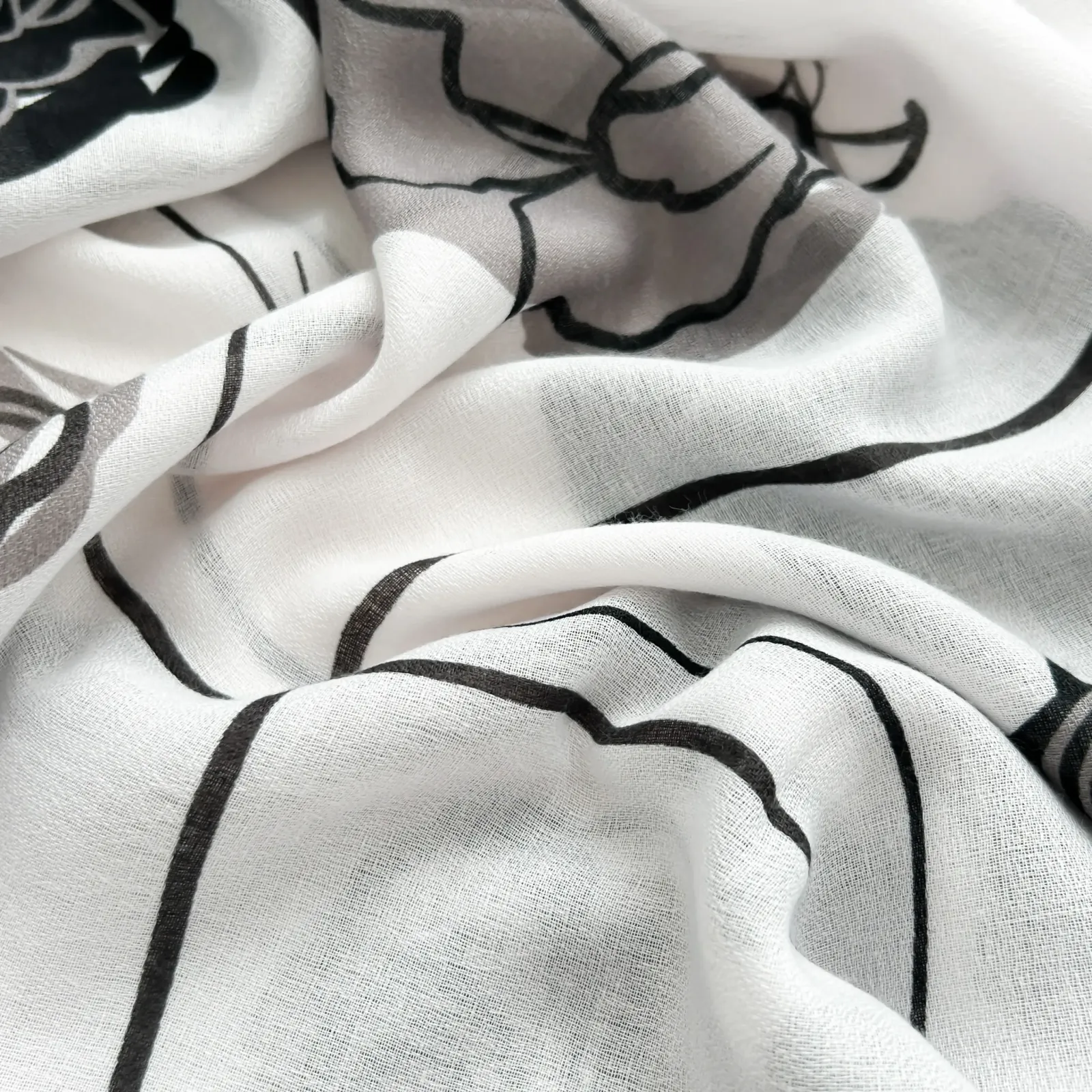 Black Printed Cotton Scarf – view 2