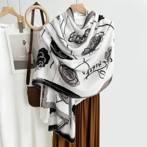 Black Printed Cotton Scarf – HeadScarf.pk