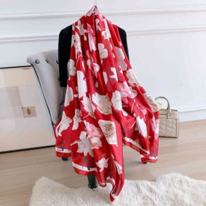 Red Printed Silk Scarf – HeadScarf.pk