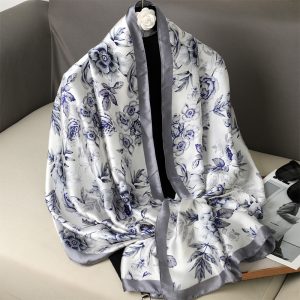 White Elite Printed Silk Scarf – HeadScarf.pk