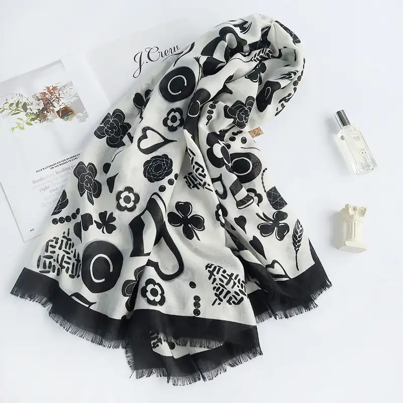 White Cotton-Feel Square Scarf – view 2