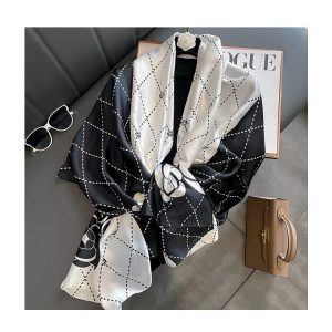 Black Elegance Printed Silk Scarf – HeadScarf.pk