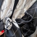 Black Elegance Printed Silk Scarf – view 4