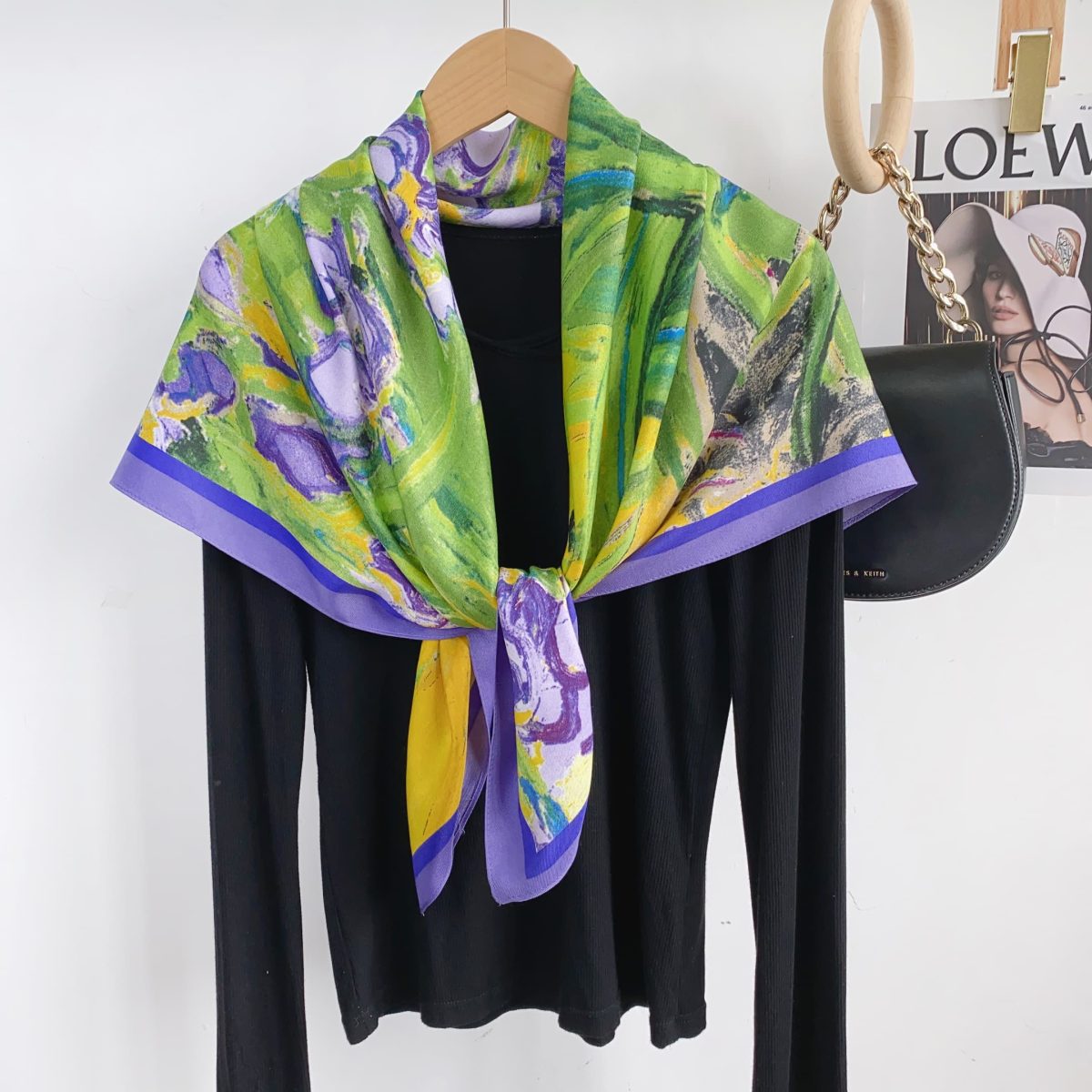 Purple Radiant Satin Silk Head Scarf – view 2