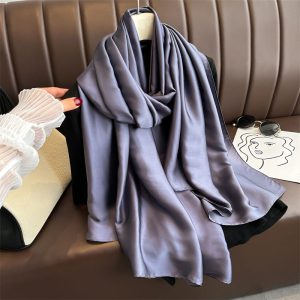 Charcoal Plain Satin Silk Shawl – HeadScarf.pk