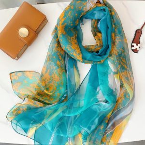 Turquoise Printed Chiffon Scarf – HeadScarf.pk