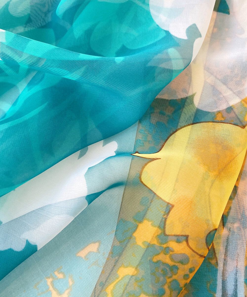 Turquoise Printed Chiffon Scarf – view 2