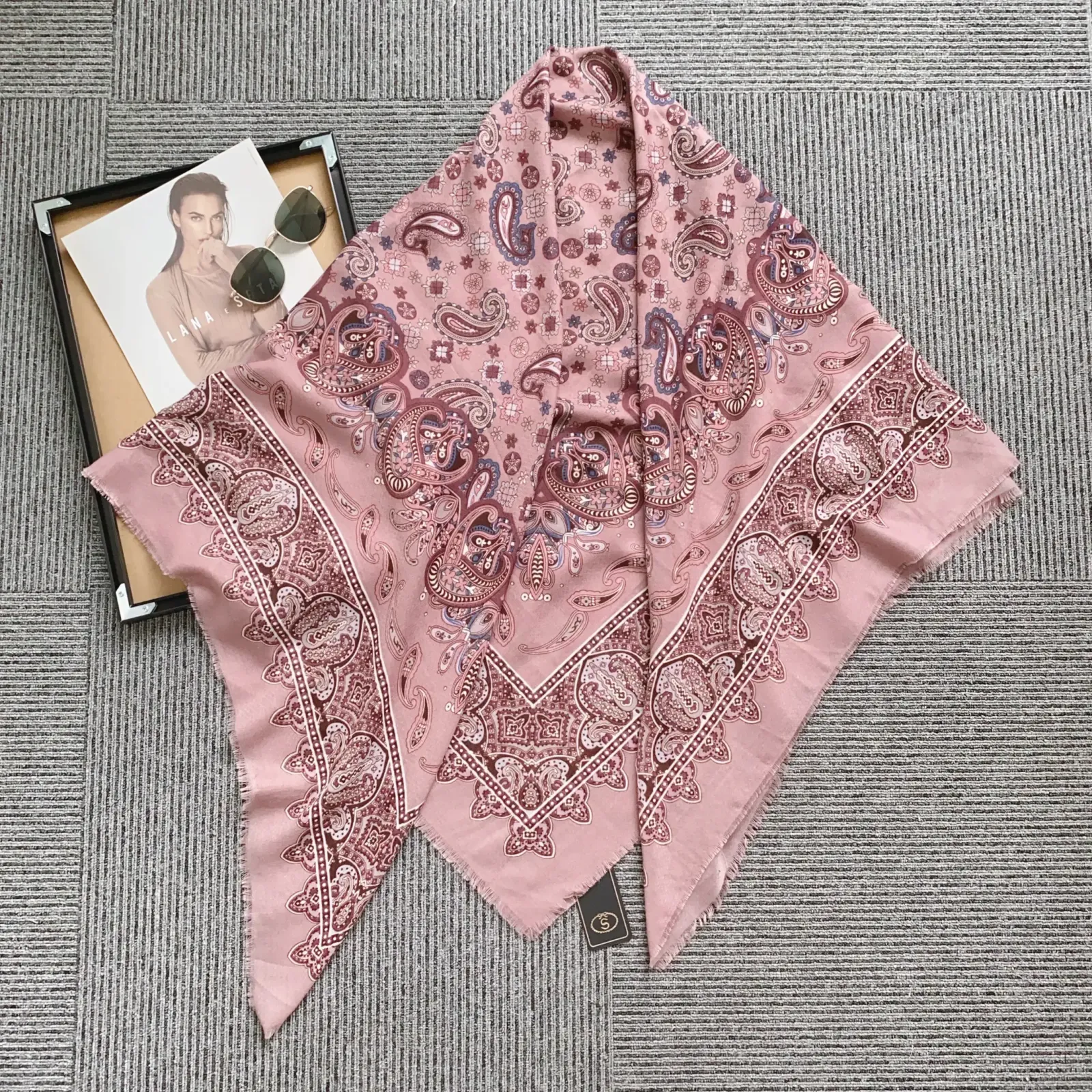 Pink Aura Cotton-Feel Square Scarf – view 2