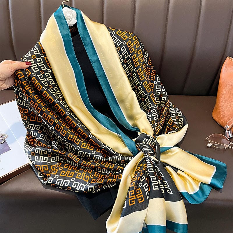 Deep Peach Printed Silk Scarf – HeadScarf.pk