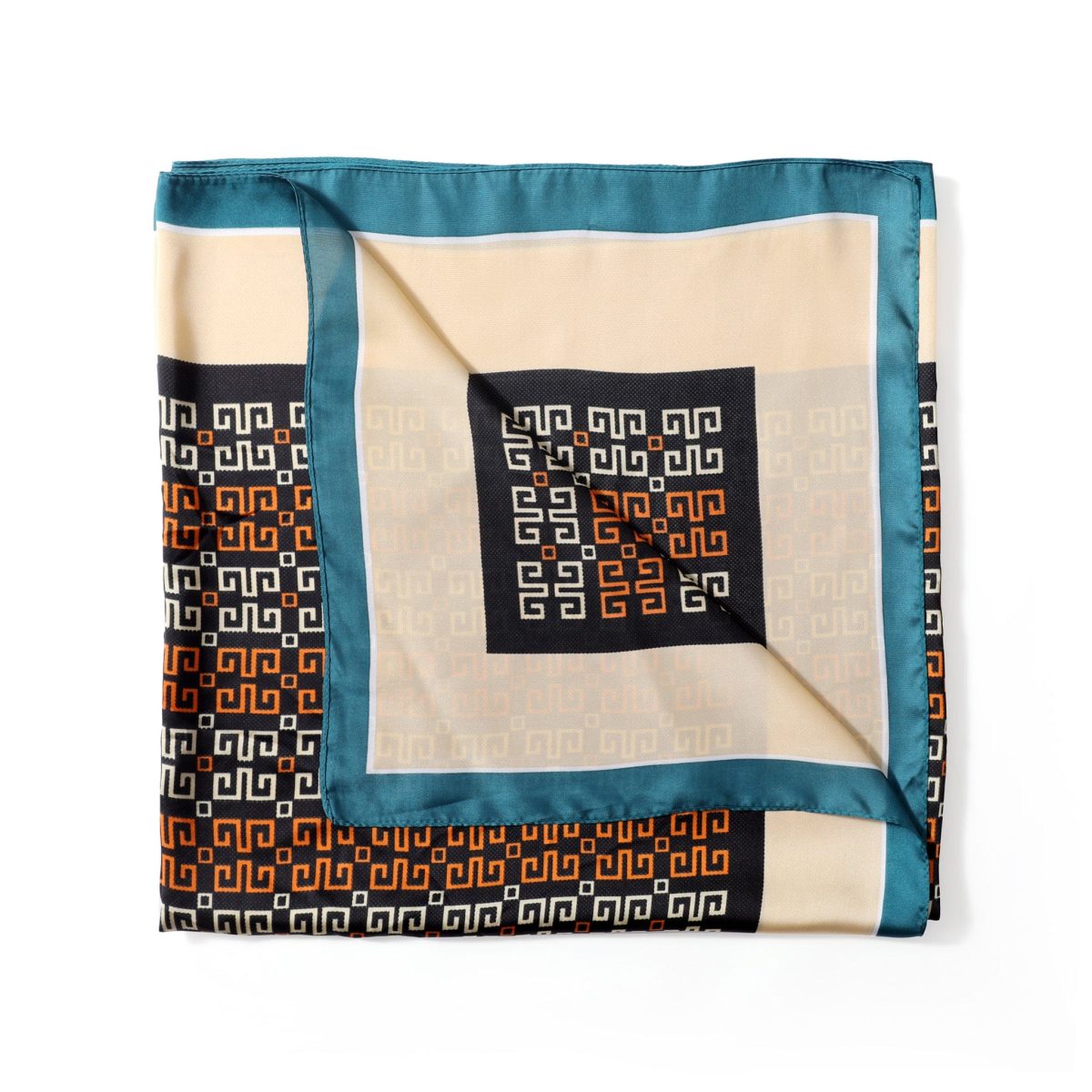 Deep Peach Printed Silk Scarf – view 3