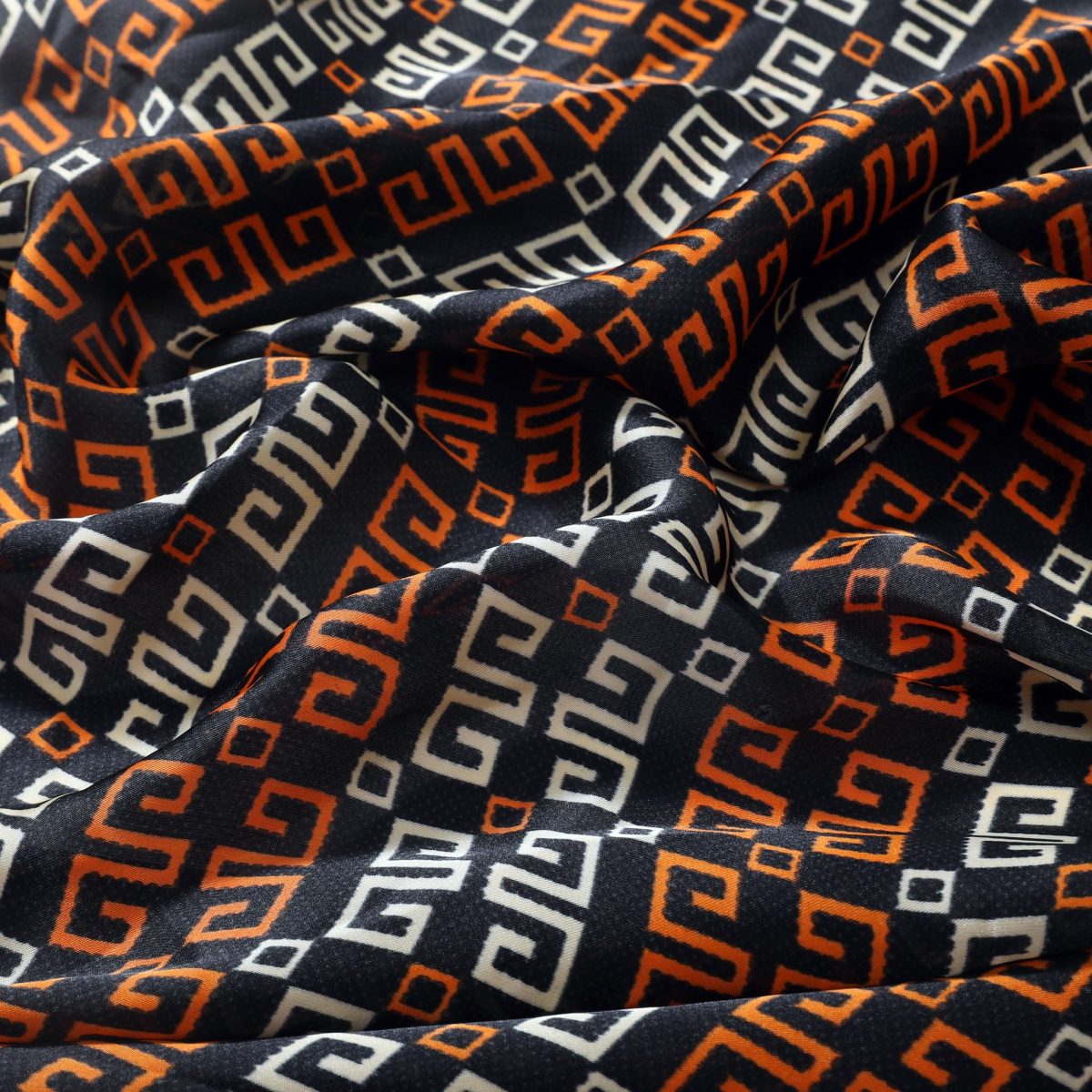 Deep Peach Printed Silk Scarf – view 9