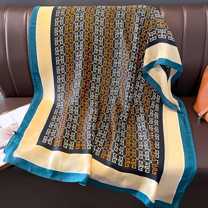 Deep Peach Printed Silk Scarf – view 8