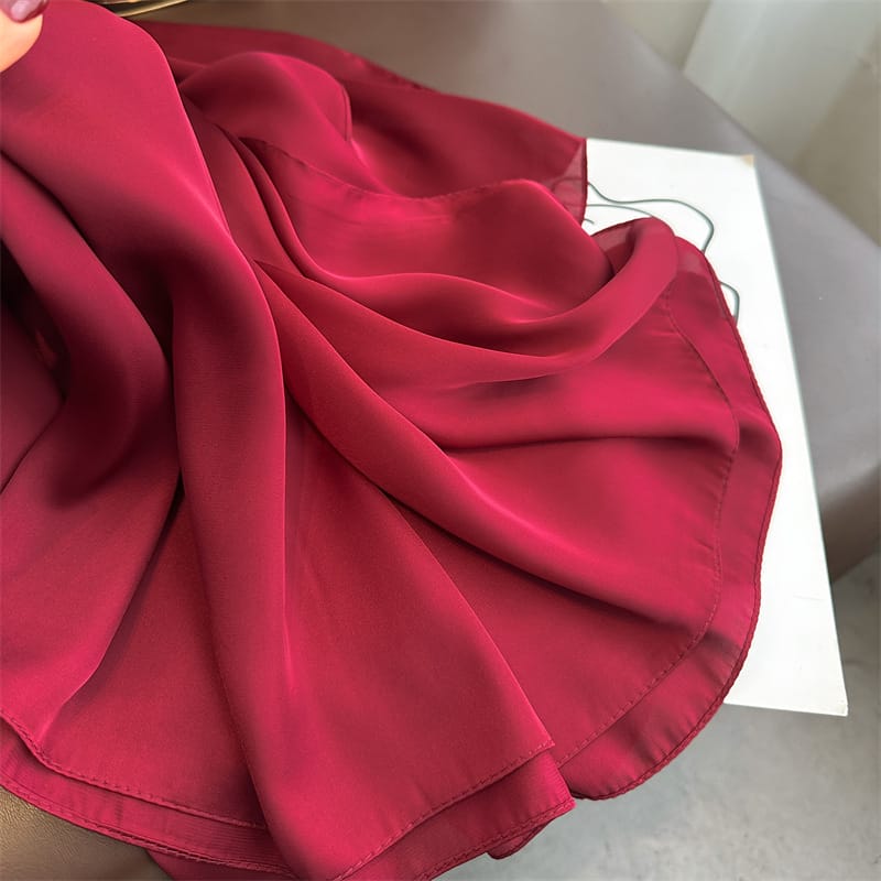 Maroon Plain Satin Silk Shawl – view 2