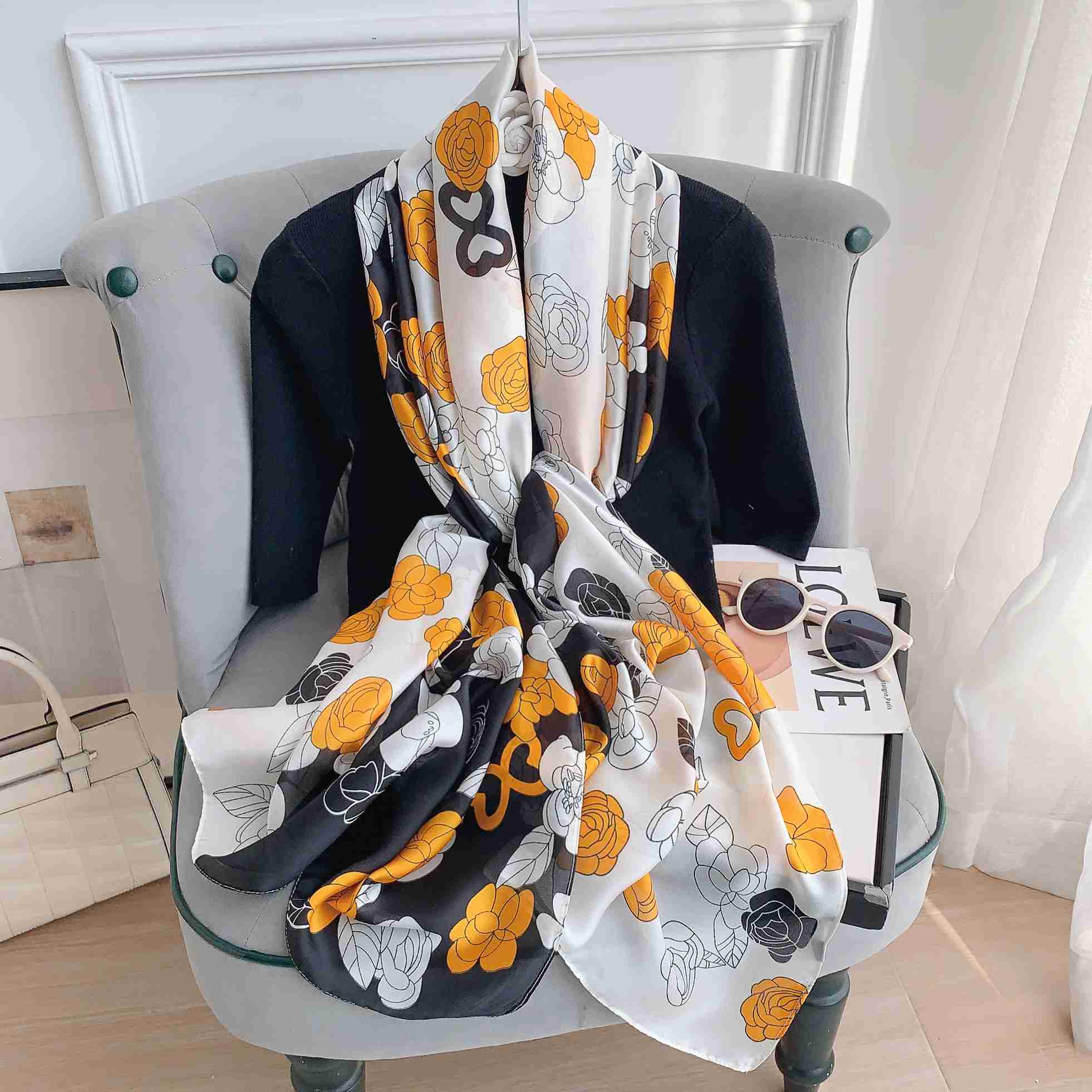 Saffron Printed Silk Scarf – view 2