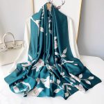 Deep Green Printed Silk Scarf – HeadScarf.pk