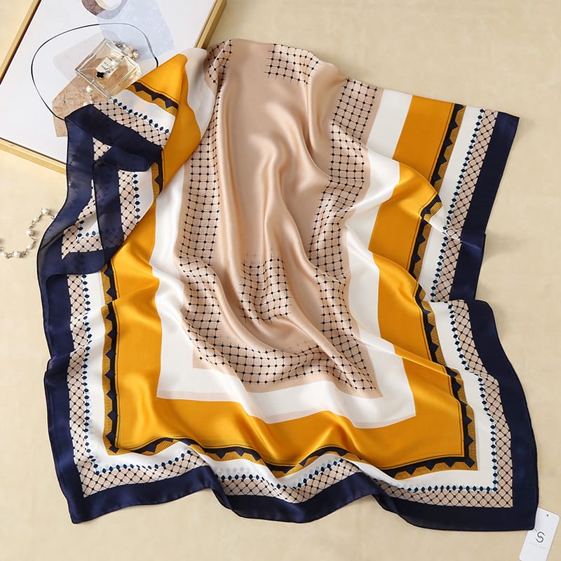 Yellow Elegance Printed Silk Scarf 2 – view 2