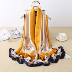 Yellow Elegance Printed Silk Scarf 2 – HeadScarf.pk